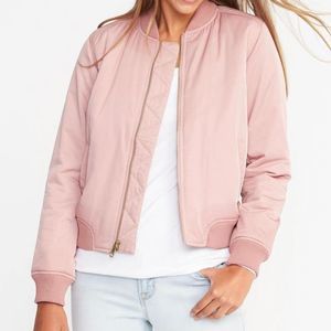 Old navy pink wool feel bomber jacket size small